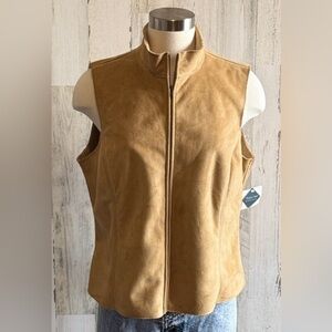 Vintage Honey Faux Suede Vest Buckskin Style –‎ Large NWT